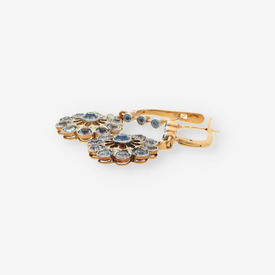Pendientes oro vintage piedra azul