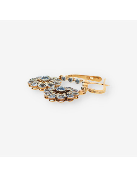 Pendientes oro vintage piedra azul