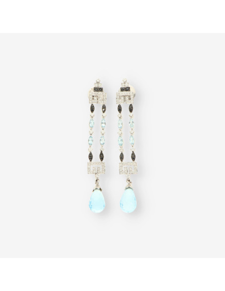 Pendientes oro bl. p.azul p. negra y bri