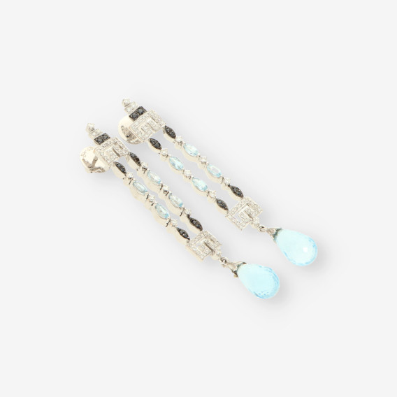 Pendientes oro bl. p.azul p. negra y bri