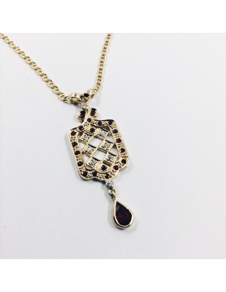 Colgante en oro con brillantes y rubÃ­es