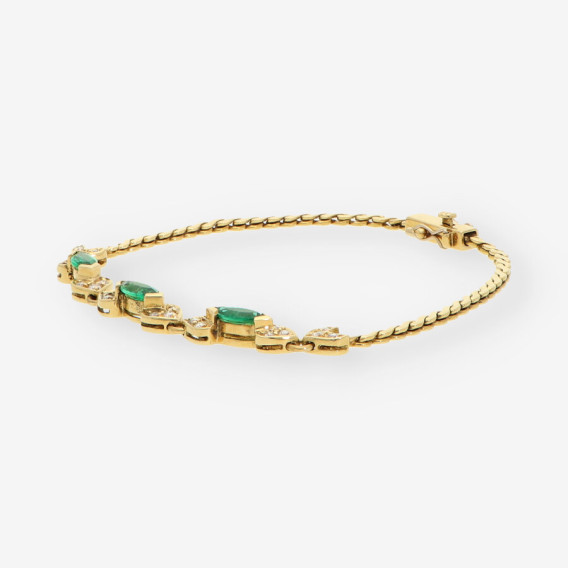 Pulsera Esmeralda oro y brillantes