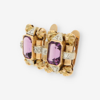 Pendientes oro p. lila y diamantes 2