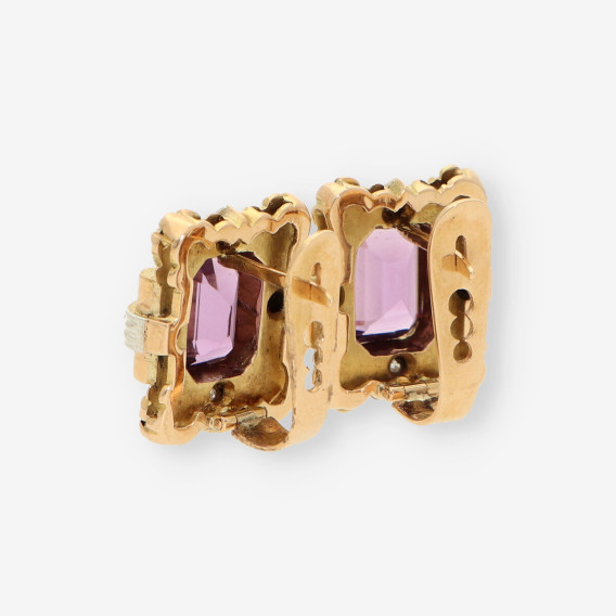 Pendientes oro p. lila y diamantes