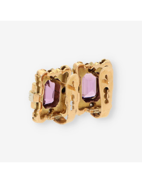Pendientes oro p. lila y diamantes