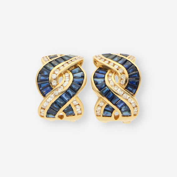 Pendientes oro, zafiro y brillantes