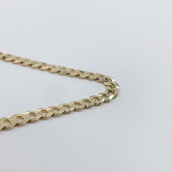 Cadena barbada plana en oro 18kt