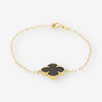 Pulsera oro y colgantes p. negra