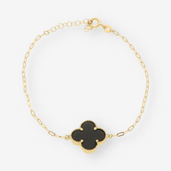 Pulsera oro y colgantes p. negra 2