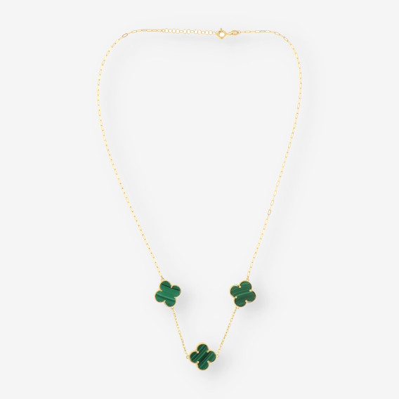 Gargantilla  oro y colgantes p. verde