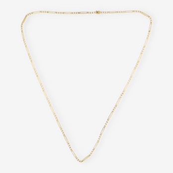 Cadena barbada alterna 3x1 90cm en oro 18kt