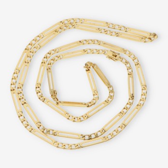 Cadena barbada alterna 3x1 90cm en oro 18kt 2