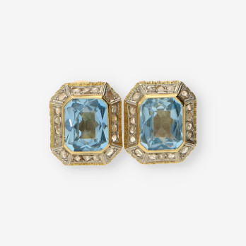 Pendientes vintage oro p.azul y diamante