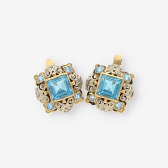 Pendientes Vintage oro p. azull