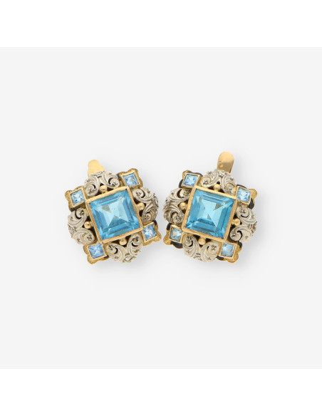 Pendientes Vintage oro p. azull