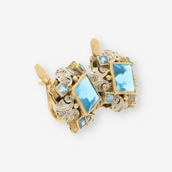 Pendientes Vintage oro p. azull 2