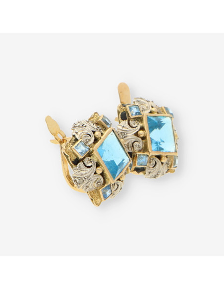 Pendientes Vintage oro p. azull