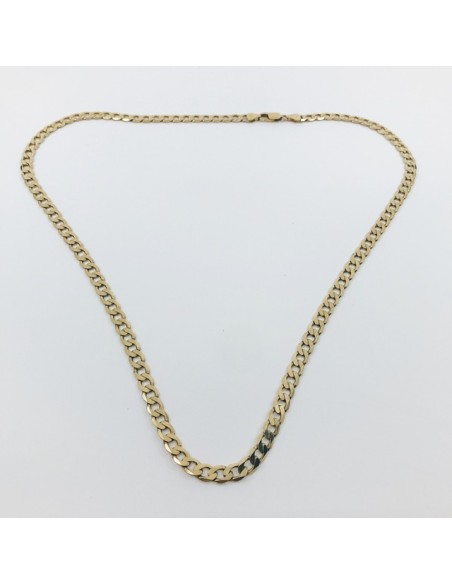 Cadena barbada plana en oro 18kt