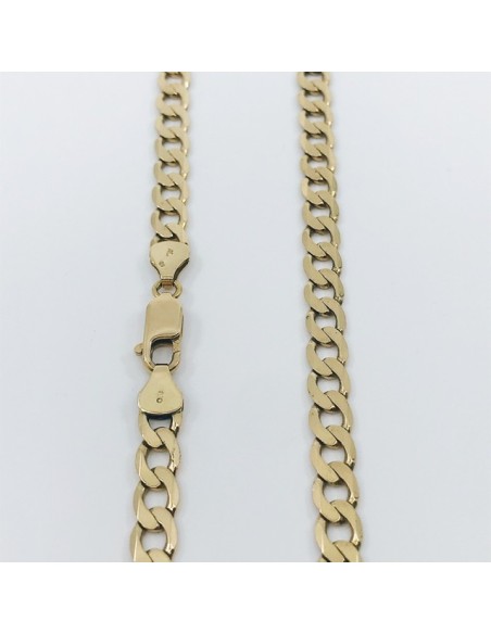 Cadena barbada plana en oro 18kt