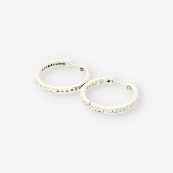 Pendientes aro oro bl y brillantes 2
