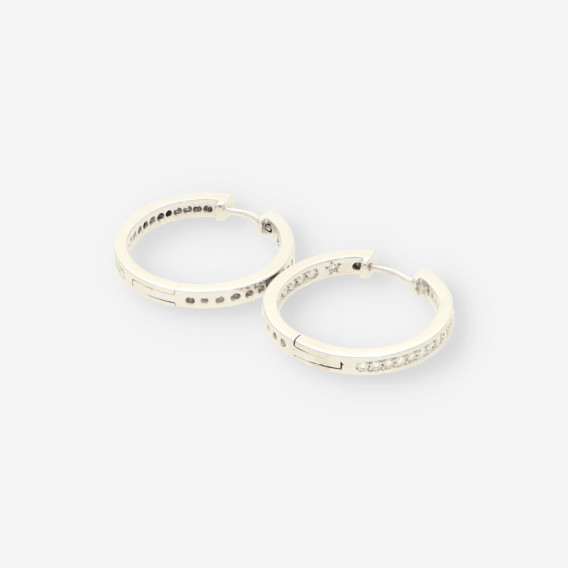 Pendientes aro oro bl y brillantes