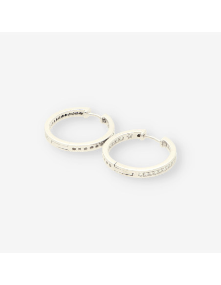 Pendientes aro oro bl y brillantes