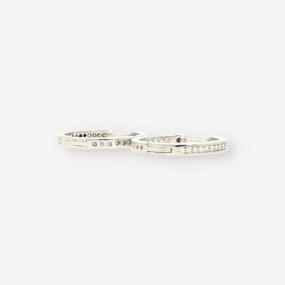 Pendientes aro oro bl y brillantes