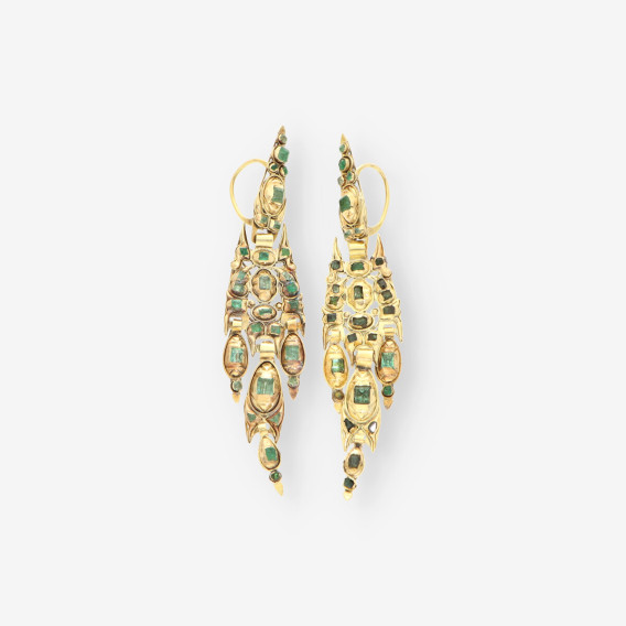 Pendientes oro Vintage Esmeralda aÃ±os 20