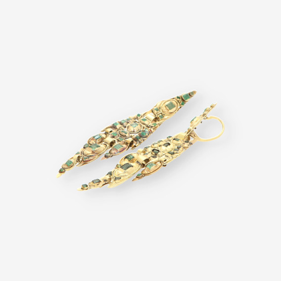 Pendientes oro Vintage Esmeralda aÃ±os 20