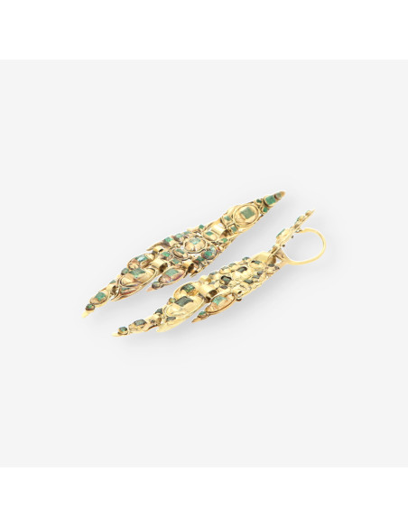 Pendientes oro Vintage Esmeralda aÃ±os 20