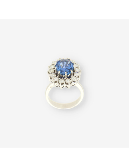 Anillo oro bl.zafiro y bri aprox.1,3 Qt