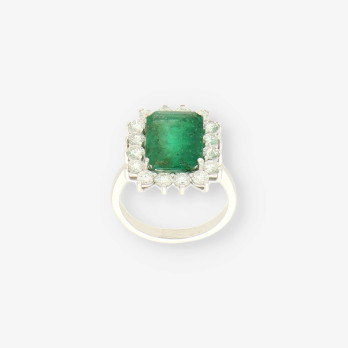 Anillo oro bl. esm. y bri aprox.1,15 Qt. 2