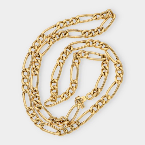 Cadena barbada alterna 3x1 en oro 18kt