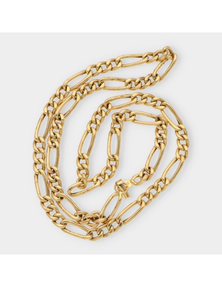 Cadena barbada alterna 3x1 en oro 18kt