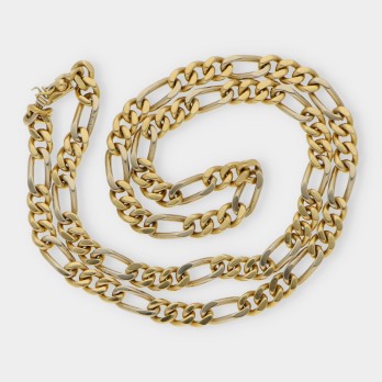 Cadena barbada alterna 3x1 en oro bicolor 18kt 2