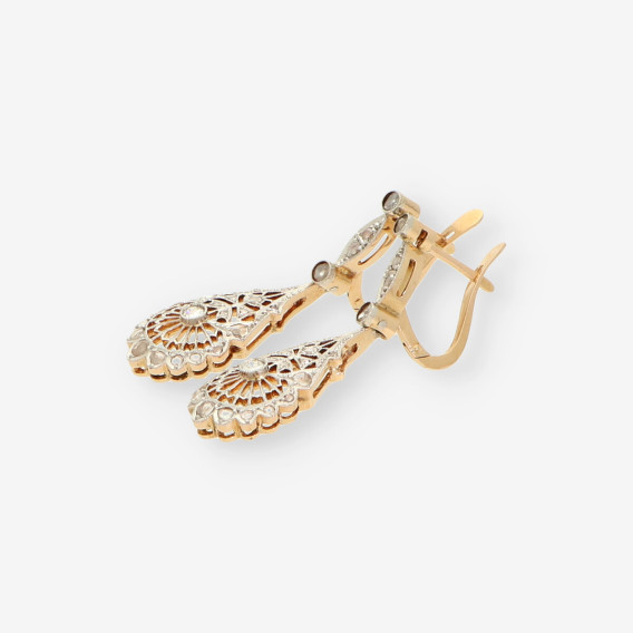 Pendientes Vintage largos oro bl/ama bri