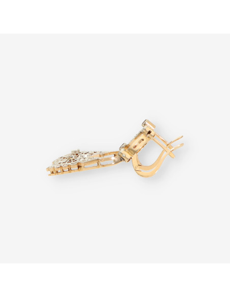 Pendientes Vintage largos oro bl/ama bri
