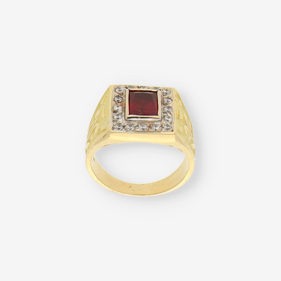 Anillo sello oro p. roja