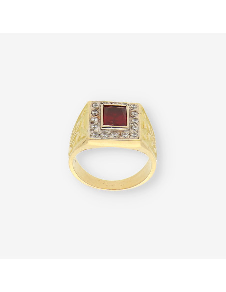 Anillo sello oro p. roja