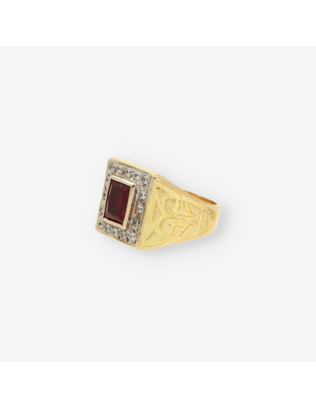 Anillo sello oro p. roja