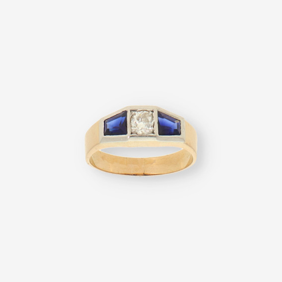 Anillo oro zafiro y brillantes