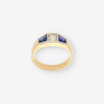 Anillo oro zafiro y brillantes 2