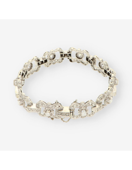 Pulsera Vintage oro blanco  y brillantes