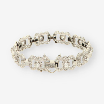Pulsera Vintage oro blanco  y brillantes 2