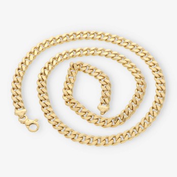 Cadena barbada alterna 60cm en oro 18kt 2