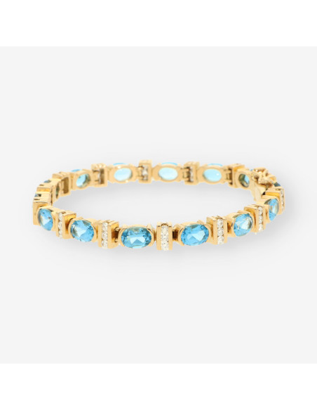 Pulsera p. azul oro y brillantes
