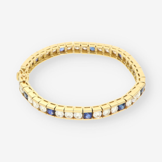 Pulsera riviere oro zafiro y brillantes