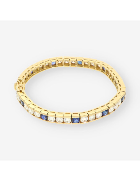 Pulsera riviere oro zafiro y brillantes