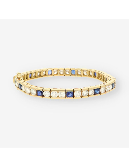 Pulsera riviere oro zafiro y brillantes