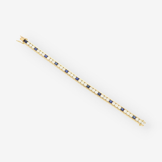 Pulsera riviere oro zafiro y brillantes